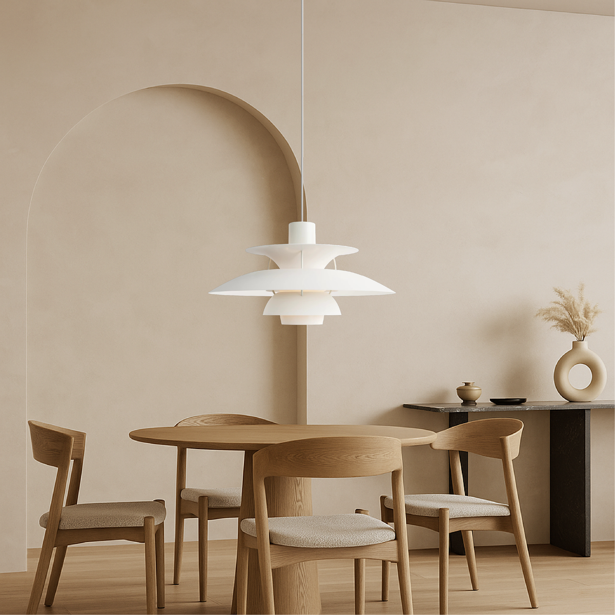 Layered Aluminum Hanging Lamp 12 in Diameter Contemporary Overhead Fixture for Kitchens and Dining Spaces E27 Socket Black Finish Modern Hom | Thomler