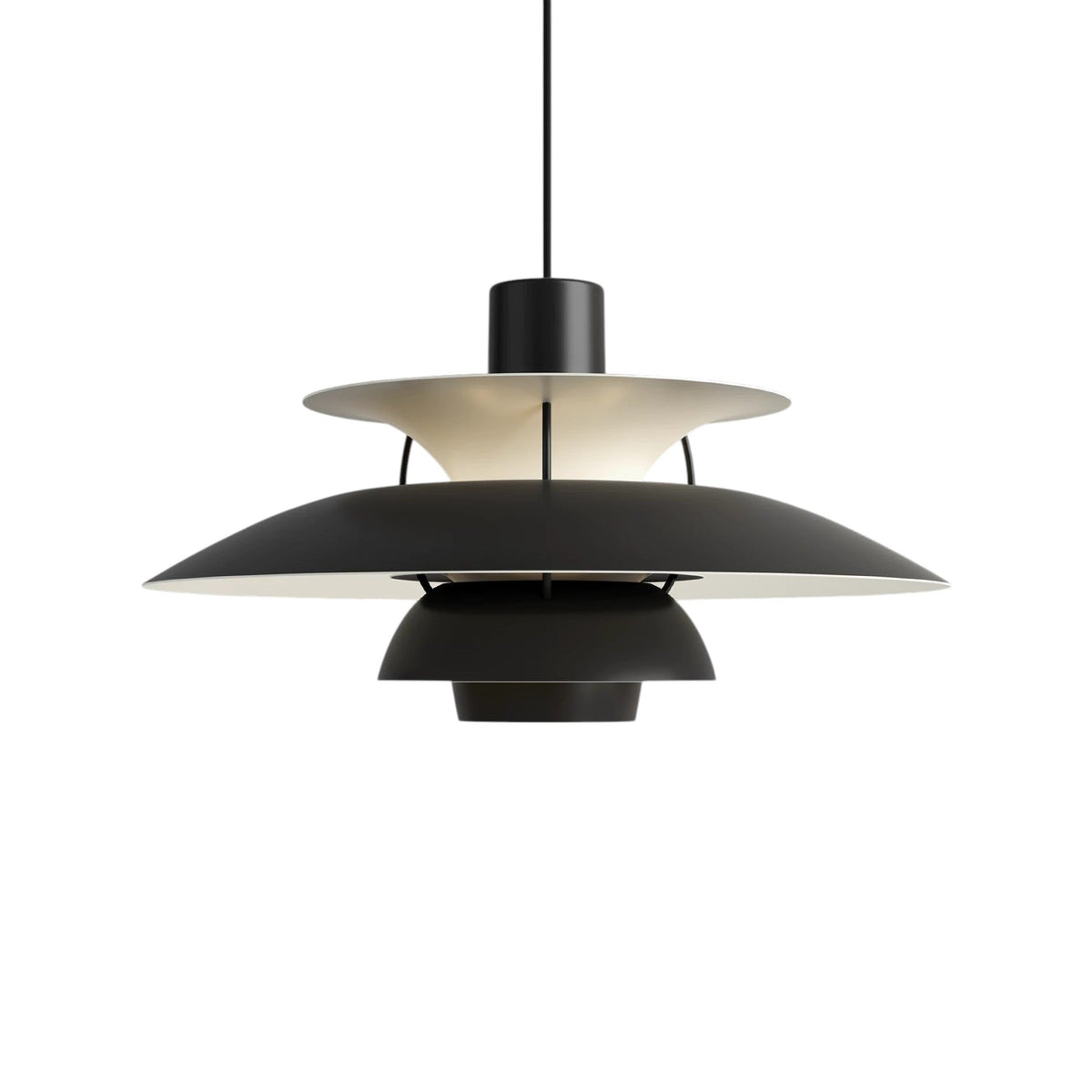 Layered Aluminum Hanging Lamp 12 in Diameter Contemporary Overhead Fixture for Kitchens and Dining Spaces E27 Socket Black Finish Modern Hom | Thomler