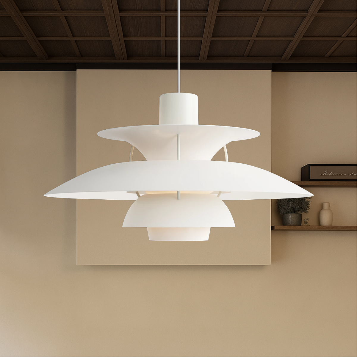 Layered Aluminum Hanging Lamp 12 in Diameter Contemporary Overhead Fixture for Kitchens and Dining Spaces E27 Socket Black Finish Modern Hom | Thomler