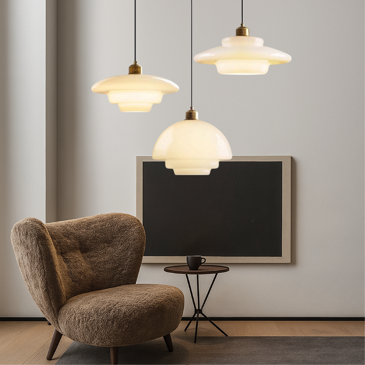 Frosted Glass Globe Ceiling Fixture E27 Socket for Kitchen Island Dining Table Hallway Entry Bedroom | White Mid-Century Drop Light for Livi | Thomler