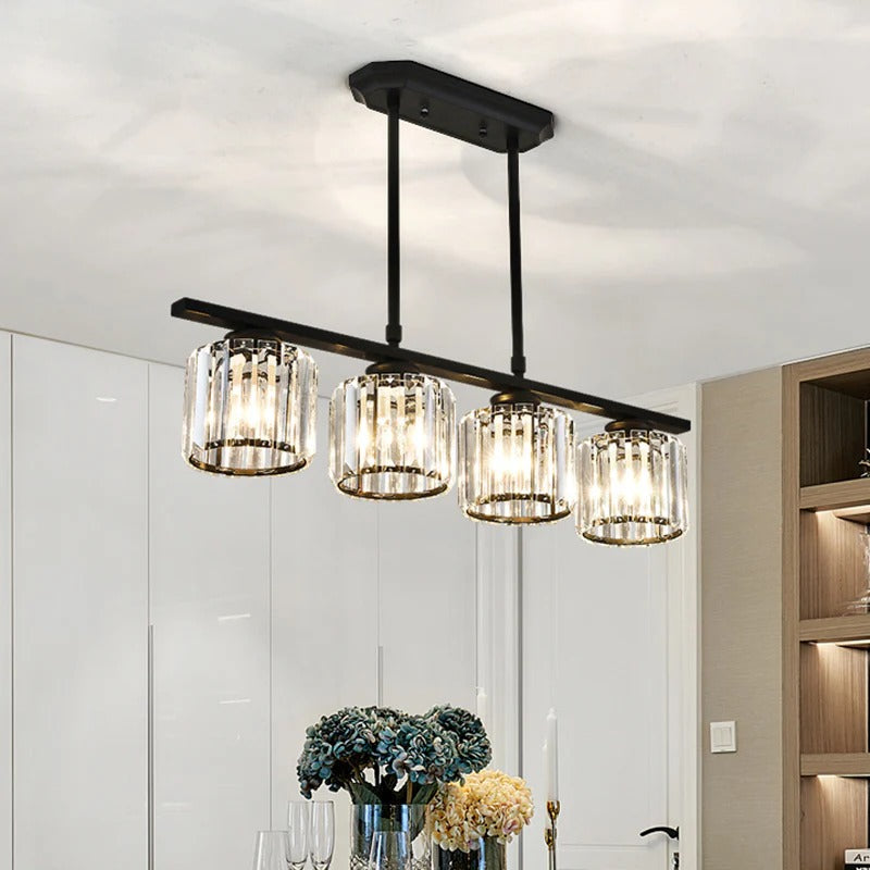 Hanglamp met heldere glazen bollen – Pendelarmatuur met 3 of 4 lichtpunten – In hoogte verstelbaar 35-70 cm – Zwart of goudkleurig metalen frame voor keuken | Thomler