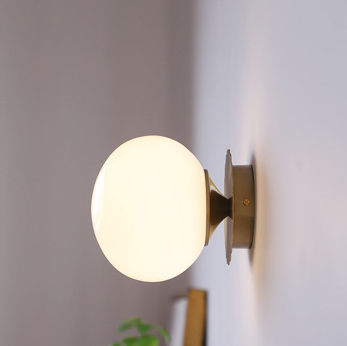Metal & Glass Sconce Fixture 7 in Pink Beige White E26 Socket for Bedroom Office Hallway Ambient Task Lighting | Thomler