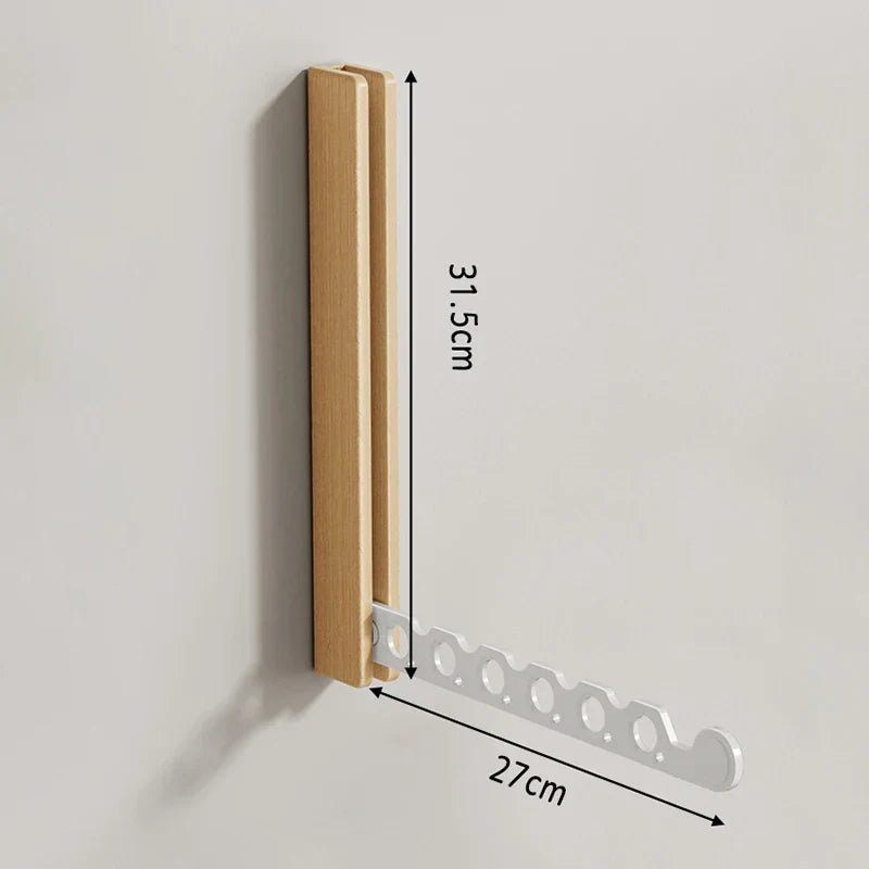 Wall-Mounted Folding Clothes Rack in Wood for Bedrooms, Entryways & Small Spaces | Space-Saving Garment Hanger with Easy Install | Thomler