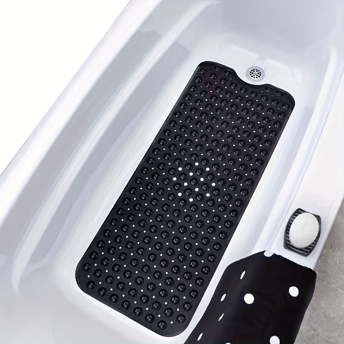 Anti-Rutsch-Duschmatte 40 × 16 Zoll Graue PVC-Badewanneneinlage mit Ablauflöchern und Saugnäpfen für nasse Oberflächen | Thomler