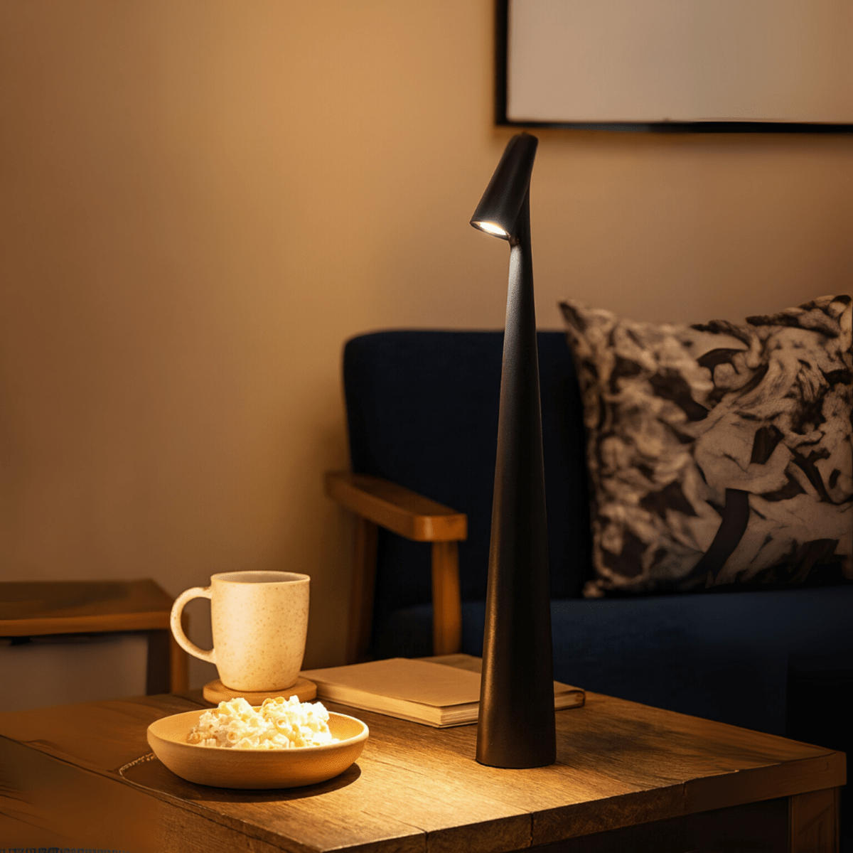 Wiederaufladbare LED-Akzentleuchte aus Metall, kabellos für drinnen und draußen, tragbare Beleuchtung, 14 x 45 cm, batteriebetriebene Tischleuchte für Terrassen