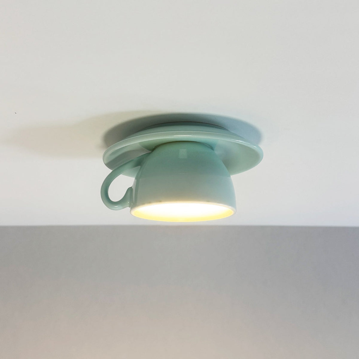 Ceramic Coffee Cup Flush Mount Light for Bedroom Living Room Kitchen Modern Decorative LED Fixture 110V Hardwired Compact Playful Design Amb | Thomler