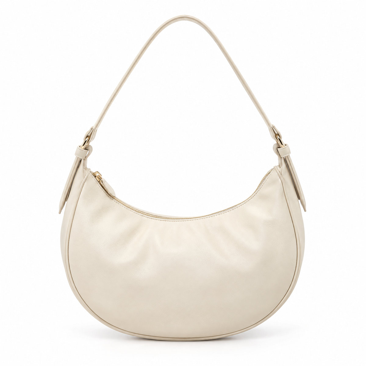 Beige halvemaanvormige schoudertas 12 inch – Gebogen