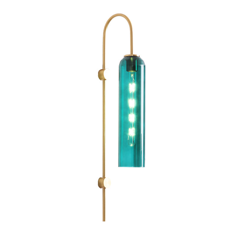 Gebogen wandlamp met geribbelde glazen kap – Metalen armatuur voor één lamp voor slaapkamer, hal, eetkamer – Retro moderne binnenverlichting