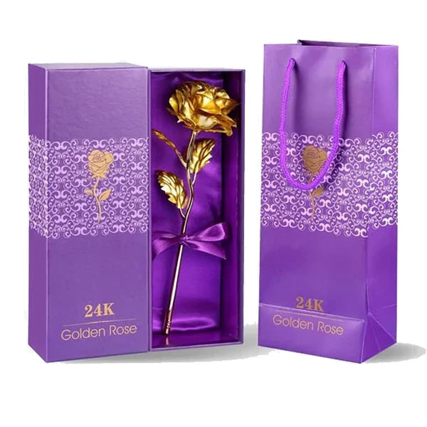 24K Gold Dipped Christmas Gold Rose In Gift Box