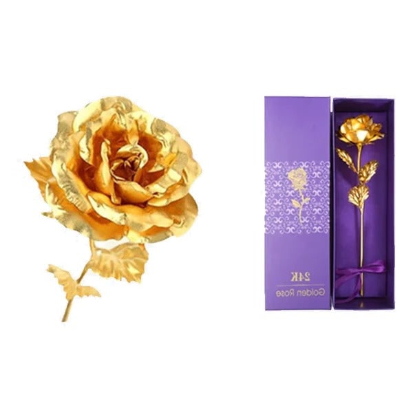 24K Gold Dipped Christmas Gold Rose In Gift Box
