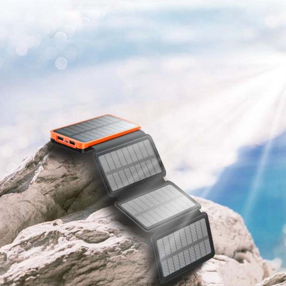 Power Bank solar de 25000 mAh con 4 paneles, cargador portátil de carga rápida de 10 W