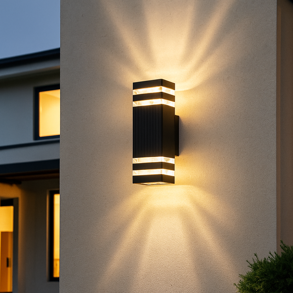 Outdoor Wall Sconce E27 Socket Weatherproof Black Finish Dual-Beam Up-Down Lighting for Entryways Patios Garden Facades Exterior Home | Thomler