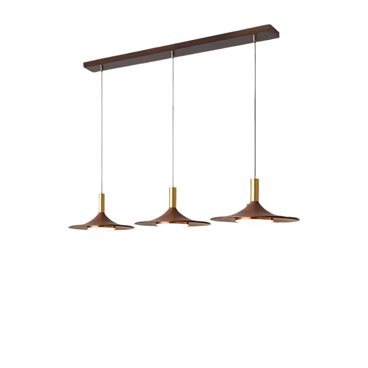 Sculptural Metal Shade Ceiling Fixture with Organic Wood-Tone Accent – 10 in or 14 in Drop Light for Island Counter Bar and Breakfast Nook – | Thomler