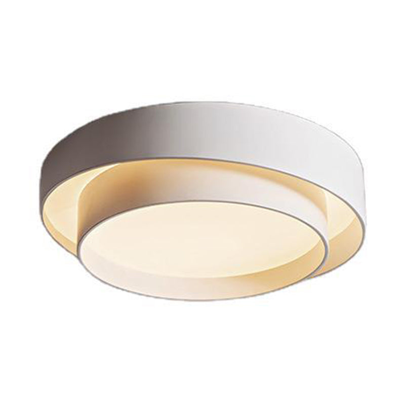 Round LED Ceiling Light 16-24 Inch White Metal Flush Mount Modern Dimmable Fixture for Bedroom Living Room Kitchen