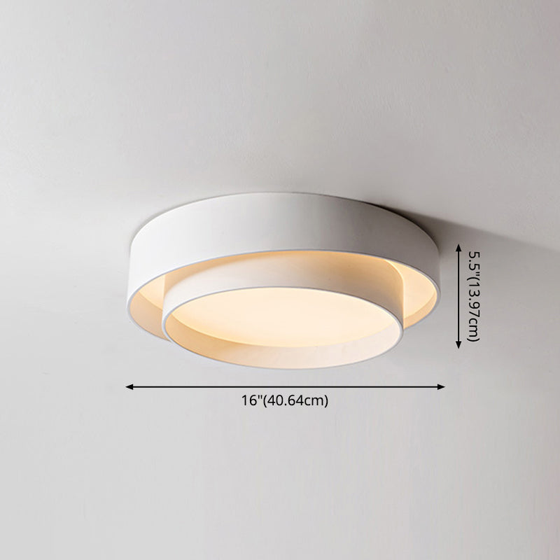 Round LED Ceiling Light 16-24 Inch White Metal Flush Mount Modern Dimmable Fixture for Bedroom Living Room Kitchen