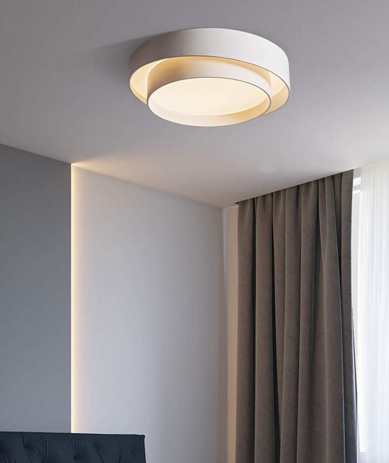 Round LED Ceiling Light 16-24 Inch White Metal Flush Mount Modern Dimmable Fixture for Bedroom Living Room Kitchen