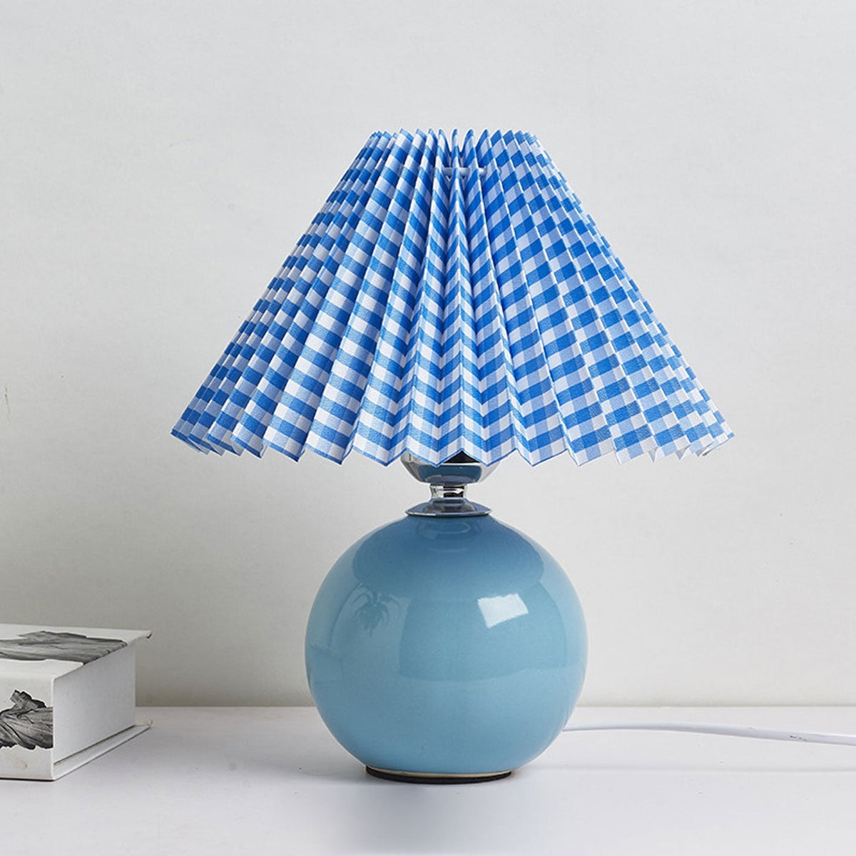 Ceramic Accent Lamp with Fabric Shade 11x9.5 in E26 Socket for Nightstand Desk Study Room Reading Light Modern Home Decor | Thomler