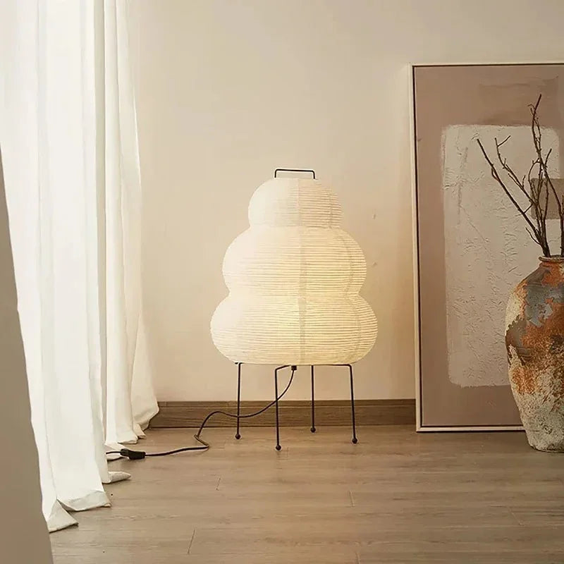 Washi Paper Globe Floor Lamp 16" White Sphere Light for Bedrooms Living Rooms Japanese Minimalist Ambient Lighting E27 Socket 24" Tall | Thomler