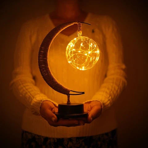 3D Printed Moon Sphere Table Lamp with Realistic Crater Details, Battery-Powered Ambient Night Light for Bedroom, Nursery, Living Room Decor | Thomler