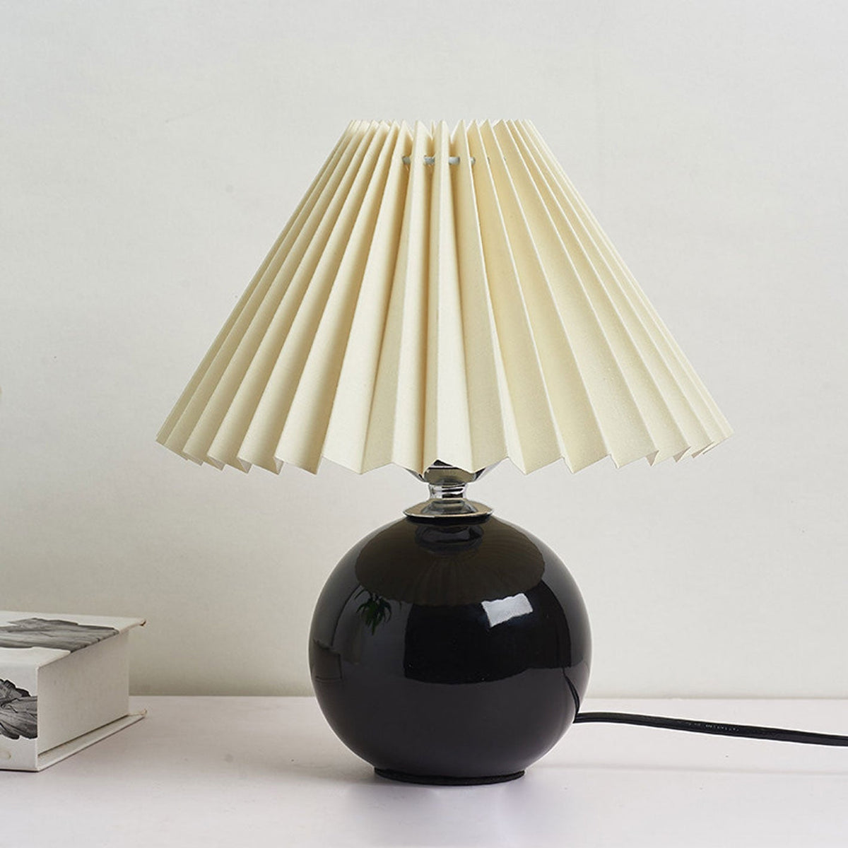 Ceramic Accent Lamp with Fabric Shade 11x9.5 in E26 Socket for Nightstand Desk Study Room Reading Light Modern Home Decor | Thomler