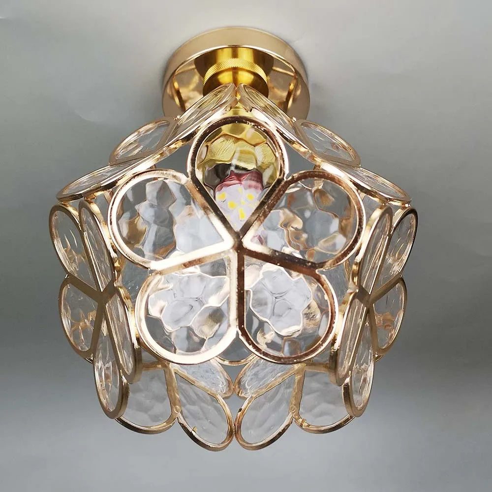Goldene Deckenleuchte mit Acrylschirm für Flur, Schlafzimmer und kleine Räume, 8-Zoll moderne LED-Deckenbeleuchtung | Thomler