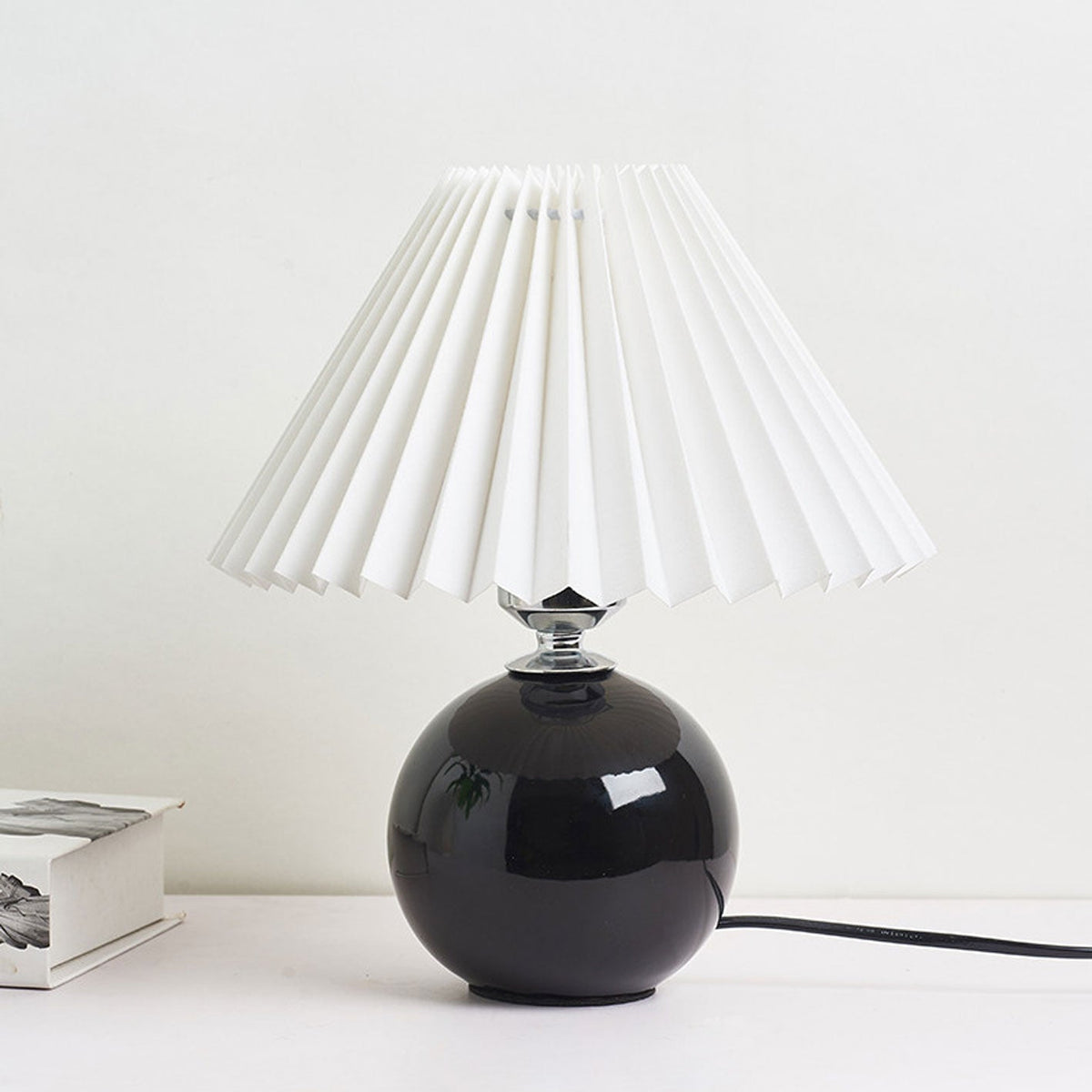 Ceramic Accent Lamp with Fabric Shade 11x9.5 in E26 Socket for Nightstand Desk Study Room Reading Light Modern Home Decor | Thomler