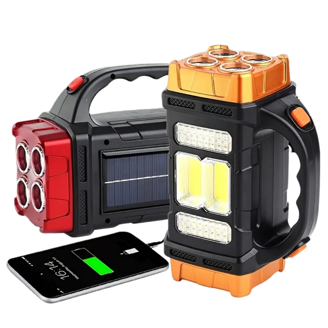 Solar LED Camping Lantern with Power Bank 6 in × 2.8 in Waterproof Emergency Light Strobe Mode Rechargeable Outdoor Torch for Hiking Roadsid | Thomler