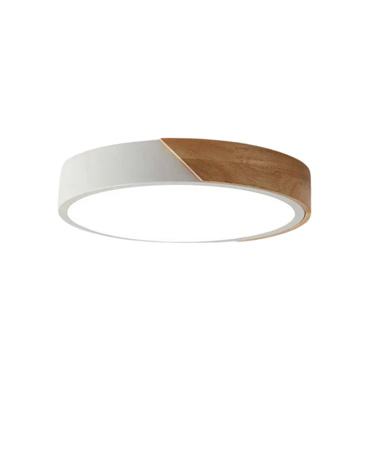 Ronde opbouwplafondlamp met houten accent en geïntegreerde LED – Moderne platte armatuur in 9, 12, 16, 20 en 24 inch maten voor Liv | Thomler