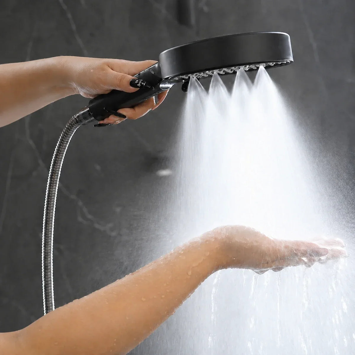 Handdouche met zeven straalstanden voor badkamerupgrade & dagelijks gebruik | Instelbare waterstraal | Modern cilindrisch ontwerp voor thuis | Thomler