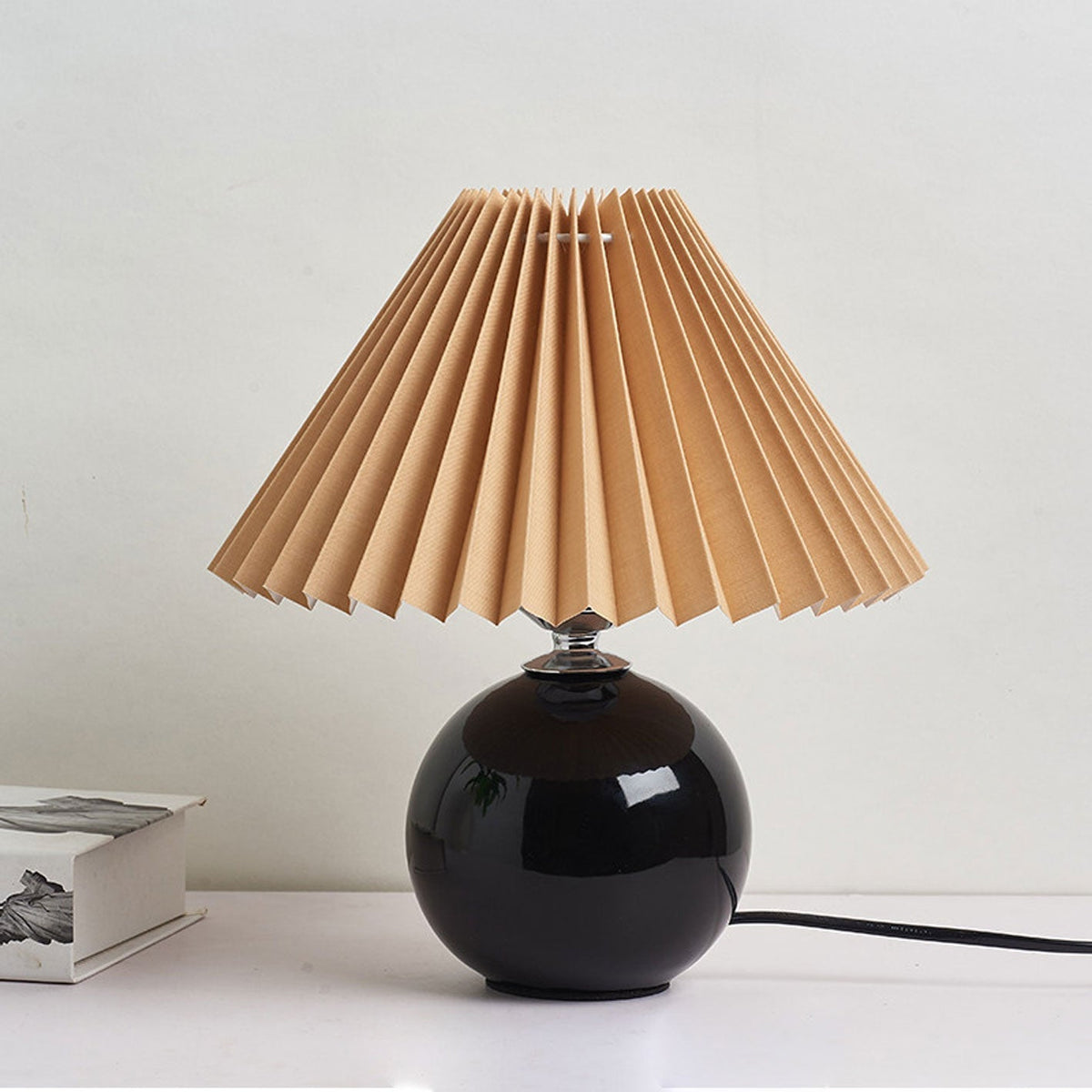 Ceramic Accent Lamp with Fabric Shade 11x9.5 in E26 Socket for Nightstand Desk Study Room Reading Light Modern Home Decor | Thomler