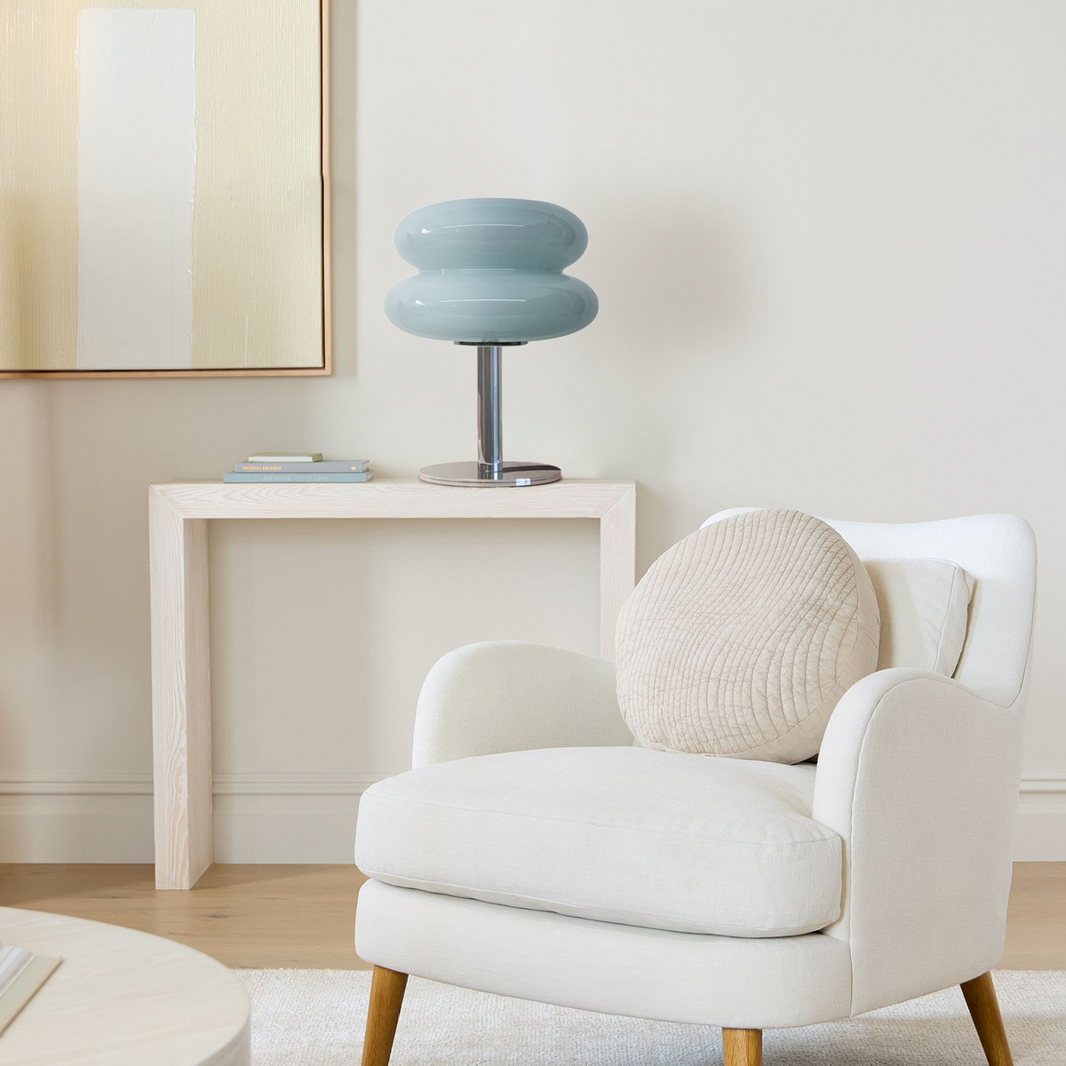 Frosted Glass Accent Lamp 10 Inch Sphere Bedside Light with Metal Base for Nightstand Reading Office Desktop Illumination | Thomler