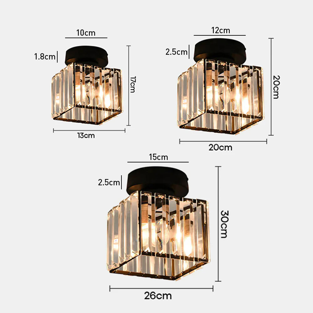 Kristall-Deckenleuchte, E27-Fassung, Schwarz-Gold für Schlafzimmer, Wohnzimmer, Flur, Inneneinrichtung, kompakter reflektierender Schirm, elegant A | Thomler