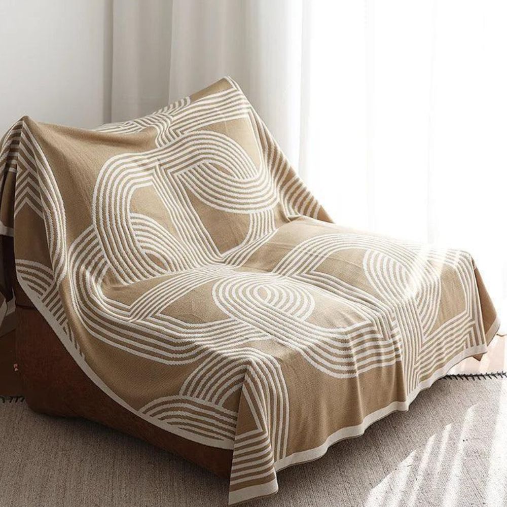 Reversible Geometric Knit Throw Blanket – Lightweight Microfiber for Couch, Bed & Decor