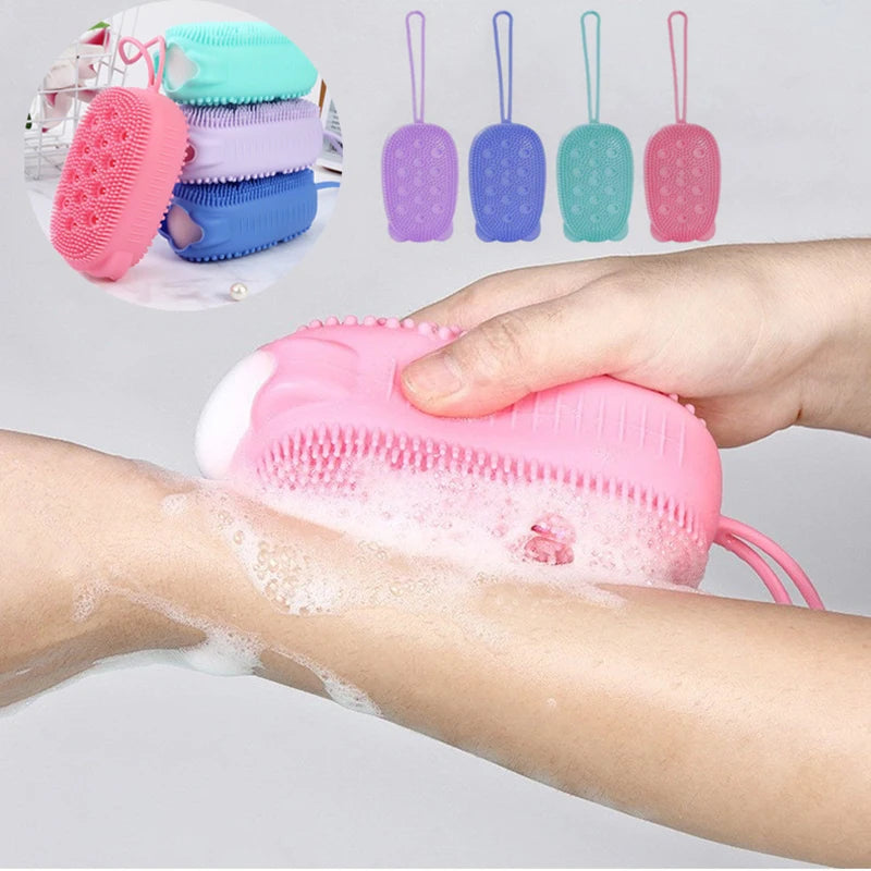 Siliconen lichaamsborstel met zeepdispenser
