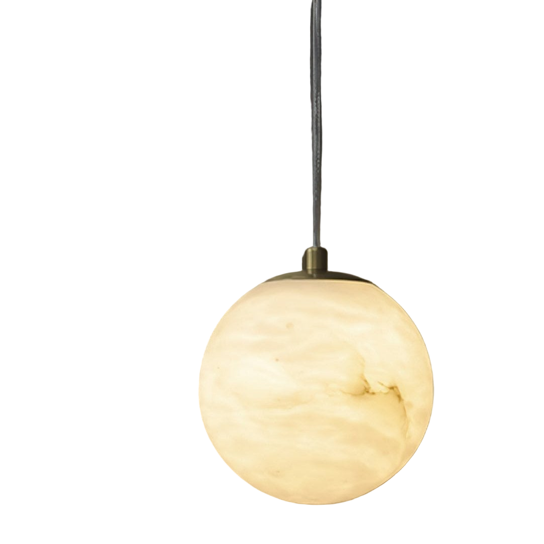 Hanging Ceiling Light Stone Globe 4-6 Inch Adjustable Cord Modern Minimalist Fixture for Bedroom Dining Room Kitchen Living Space Entryway