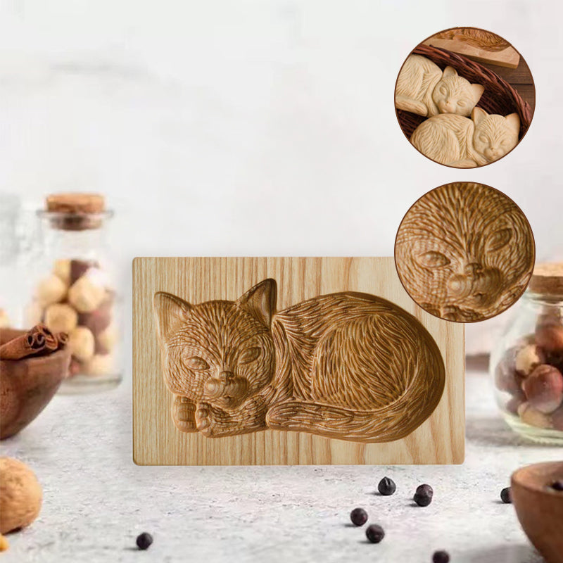 Cortador de galletas de madera con siete diseños estacionales y molde de presión y elevación