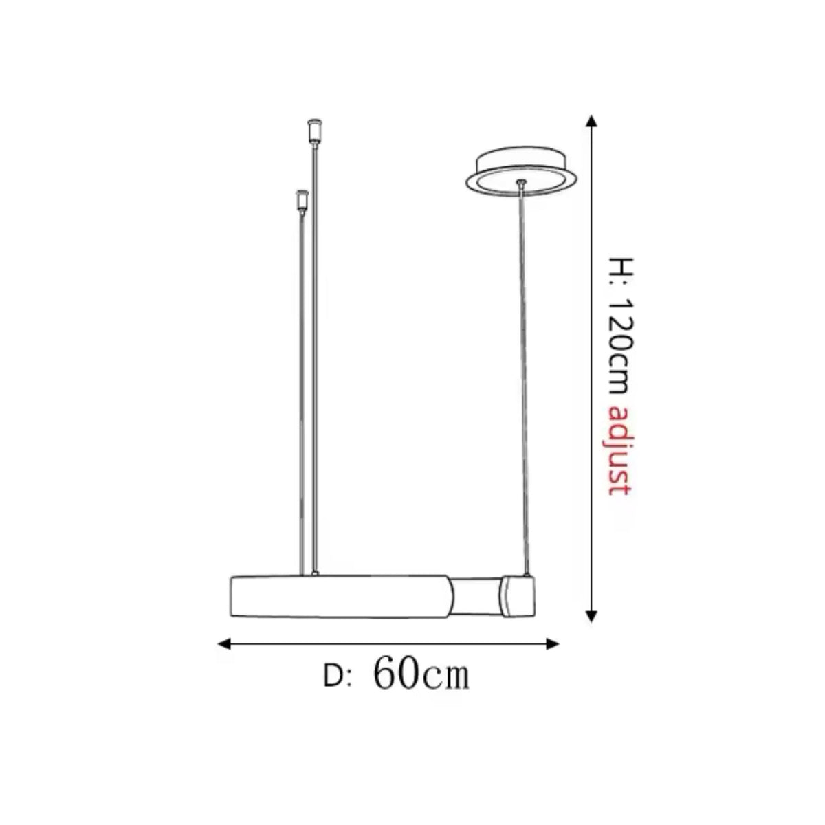 Runde LED-Deckenleuchte Aluminiumring 50 cm, höhenverstellbar für Kücheninsel, Essbereich, Foyer, moderne hängende Halo-Leuchte, Energieeffizient | Thomler