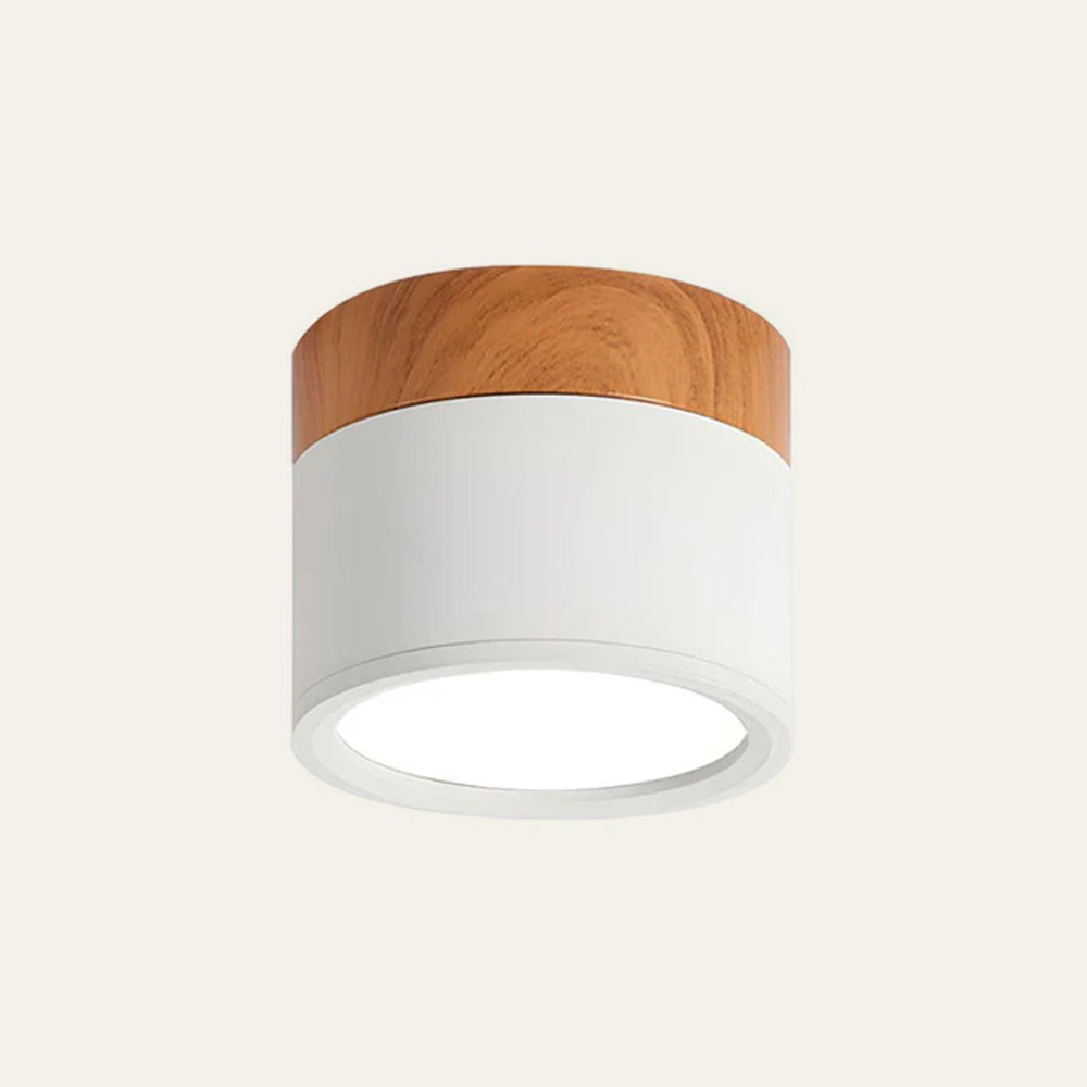 Compact LED Flush Mount Ceiling Light Fixture Wood & Metal Accent for Entryway Hallway Bedroom Kitchen 5W 7W Surface Mount Minimalist Modern | Thomler