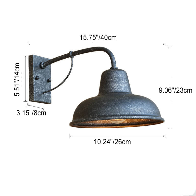 Iron Exterior Sconce 10×9×16 in Black Industrial Hardwired E26 Socket for Garden Fence Entryway Pathway Home Porch Deck Ambient Outdoor Ligh | Thomler