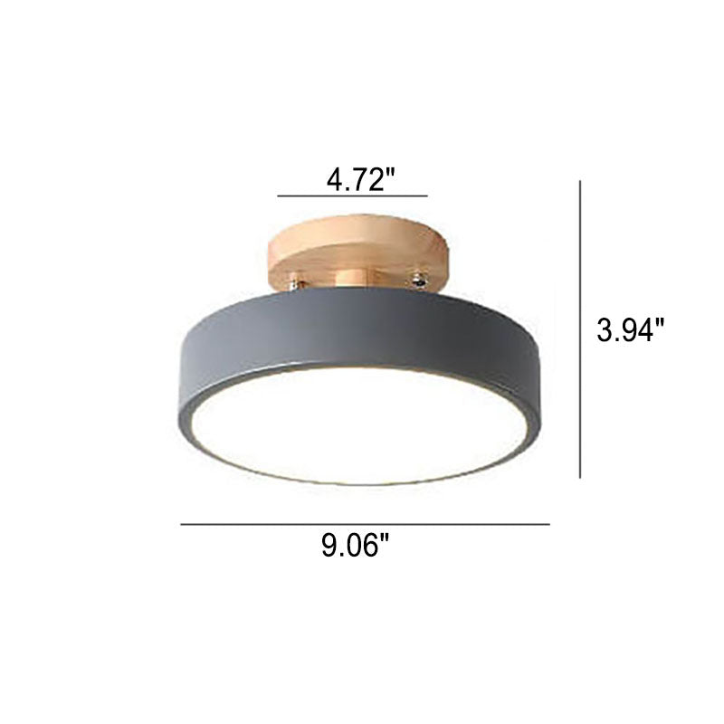 LED Semi-Flush Ceiling Light 12 in Wood & Acrylic Low-Profile Fixture for Bedroom Hallway Living Room Modern Home Lighting 3-Color Temperatu | Thomler