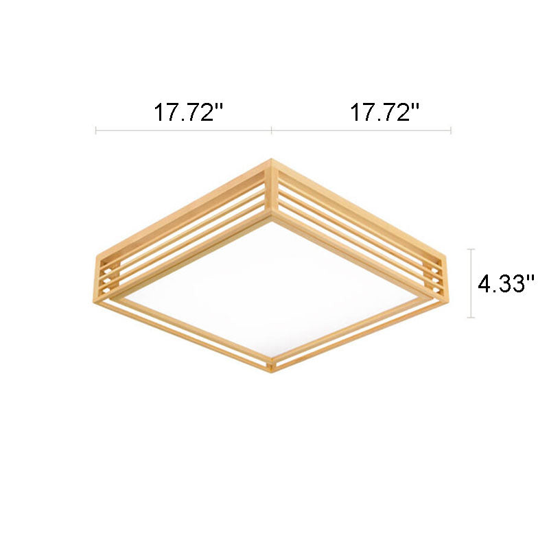 LED Round Ceiling Fixture 14-inch Wood & Acrylic Contemporary Overhead Light for Bedroom Kitchen Bathroom Home Office | Thomler