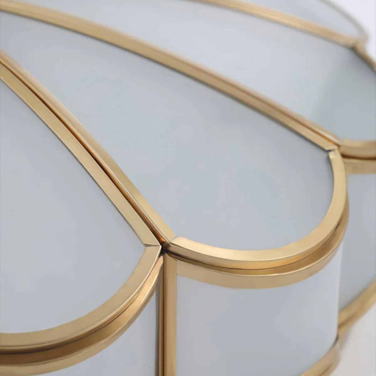 Flush Mount Glass Shade Fixture with Brass Frame Round Design for Entryway Kitchen Bedroom Ambient Overhead Lighting Home Décor | Thomler
