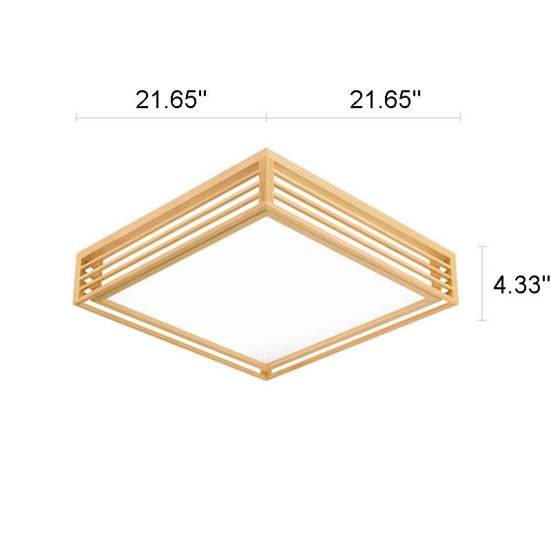 LED Round Ceiling Fixture 14-inch Wood & Acrylic Contemporary Overhead Light for Bedroom Kitchen Bathroom Home Office | Thomler