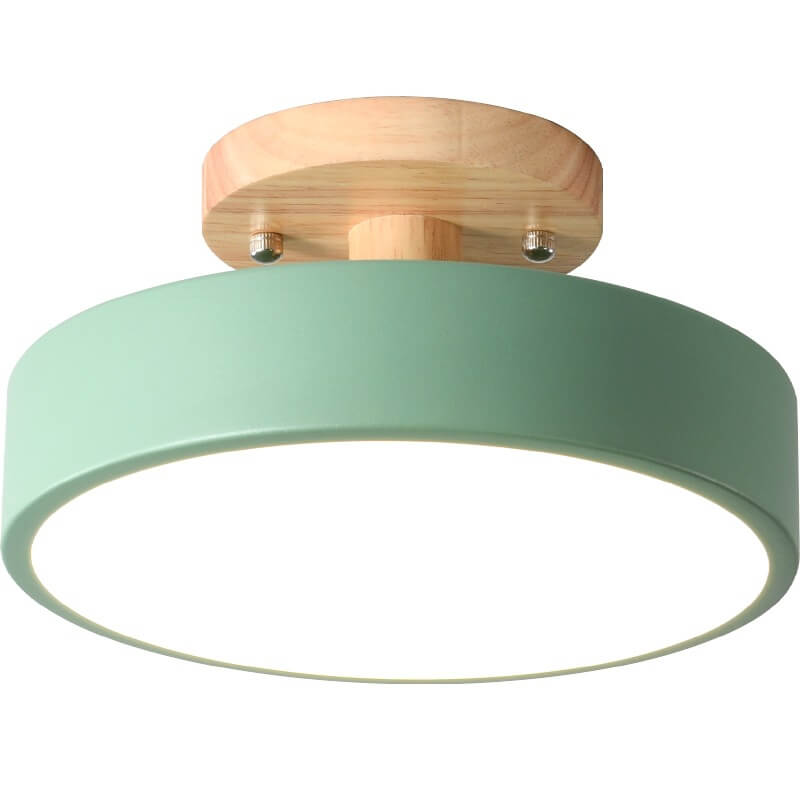 LED Semi-Flush Ceiling Light 12 in Wood & Acrylic Low-Profile Fixture for Bedroom Hallway Living Room Modern Home Lighting 3-Color Temperatu | Thomler