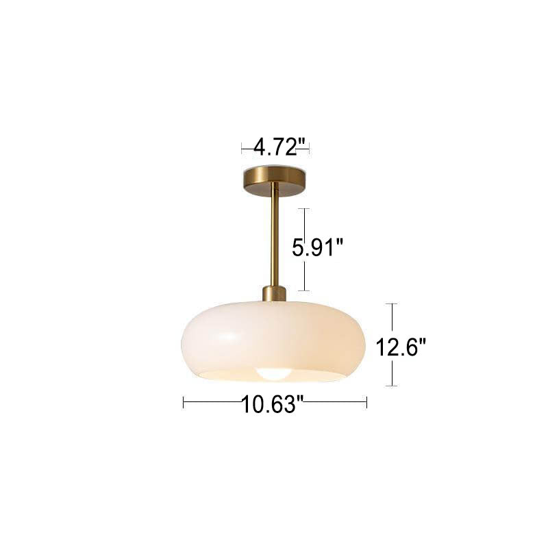 Glass Ceiling Light Fixture with Copper Accent 10.6 Inch Flush Mount for Bedroom Hallway Living Room Modern Home Lighting E26 Socket | Thomler