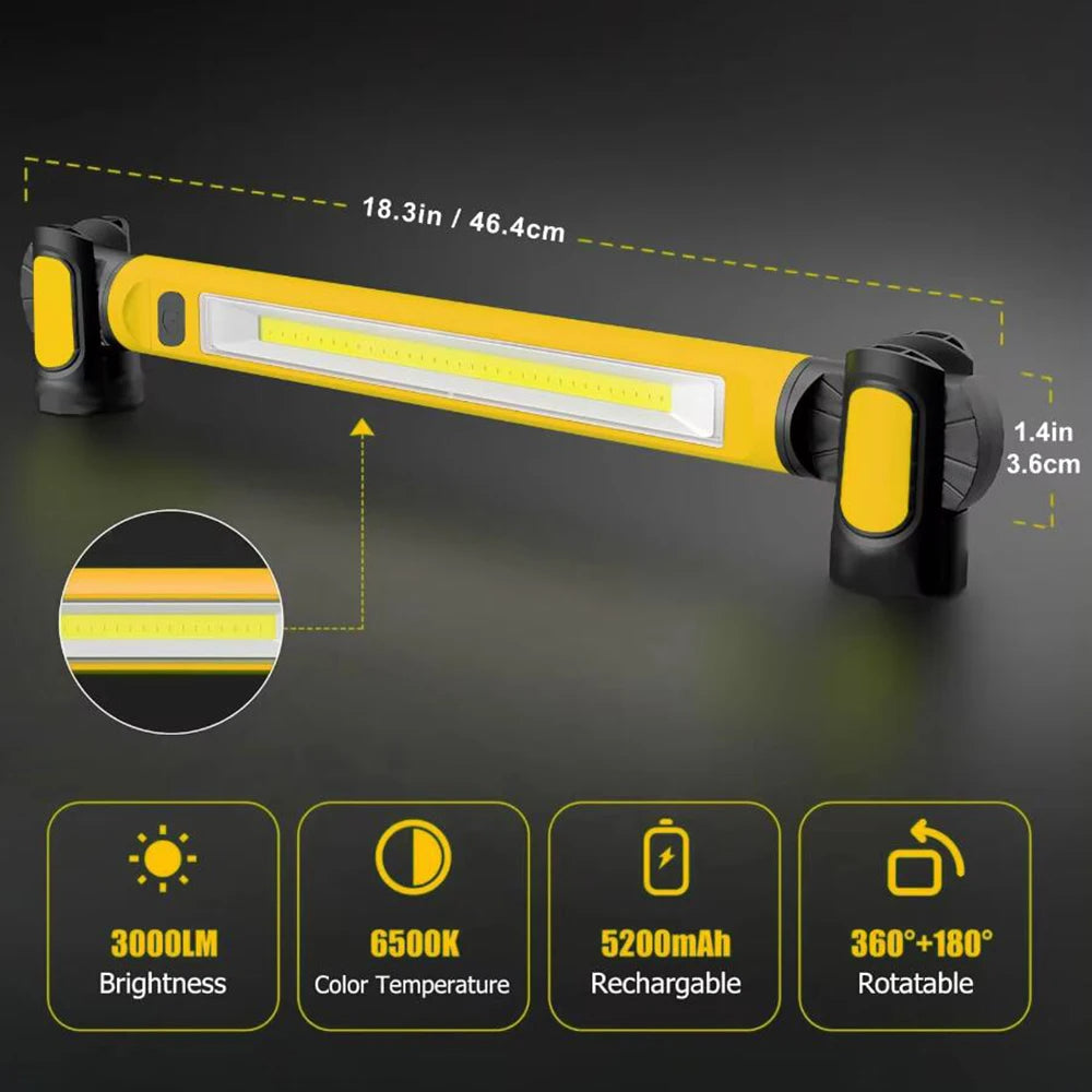 Oplaadbare led-werklamp met magnetische voet