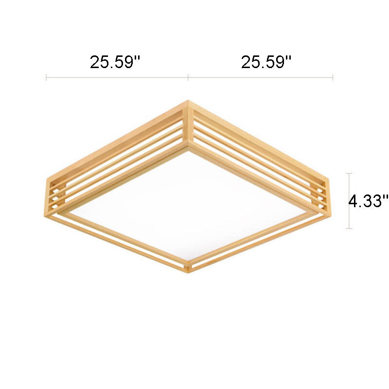 LED Round Ceiling Fixture 14-inch Wood & Acrylic Contemporary Overhead Light for Bedroom Kitchen Bathroom Home Office | Thomler