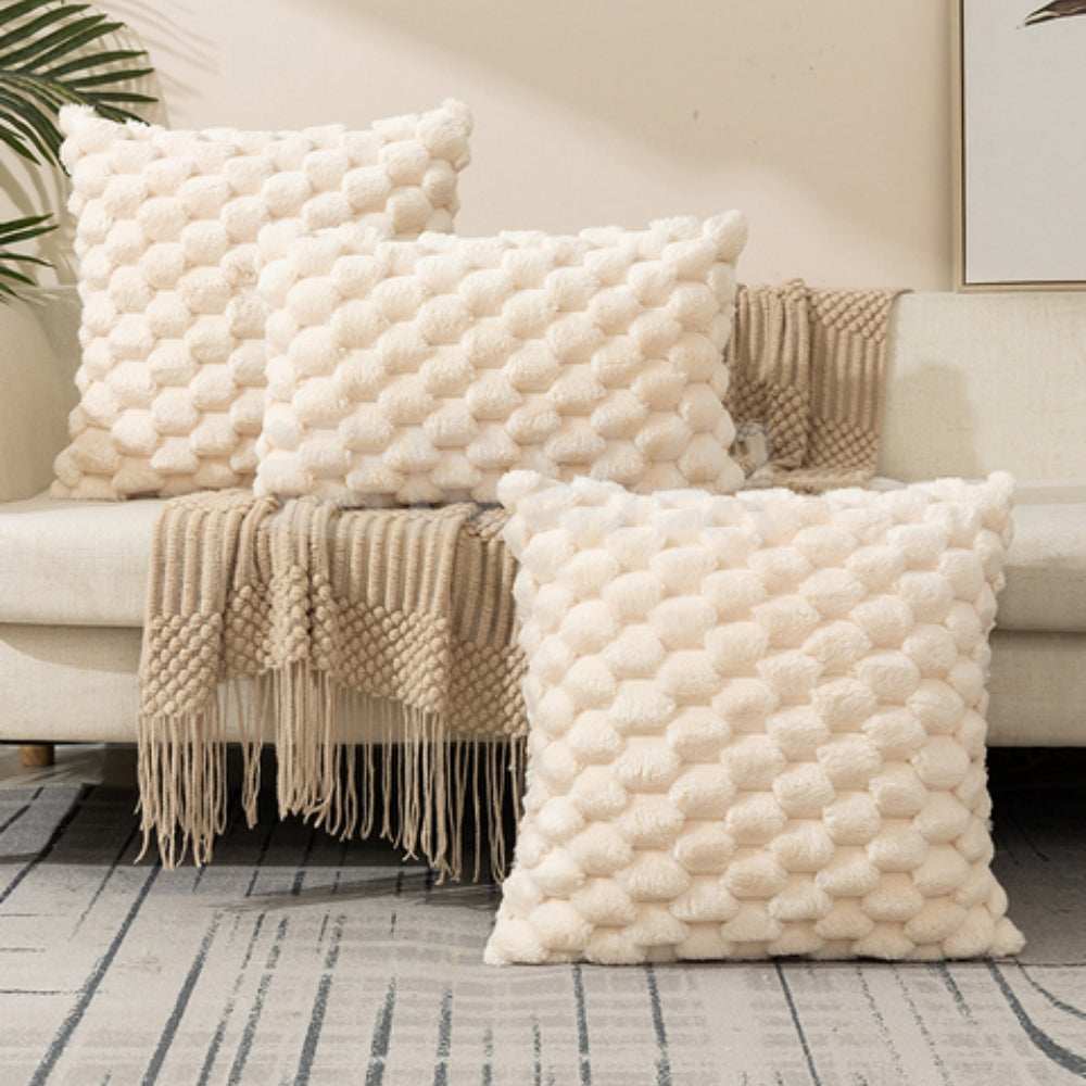 Raised Textured Throw Pillow Cover Blush Tone Zip-Close Blend Fabric for Living Room Bedroom Couch Seating Neutral Home Accents | Thomler