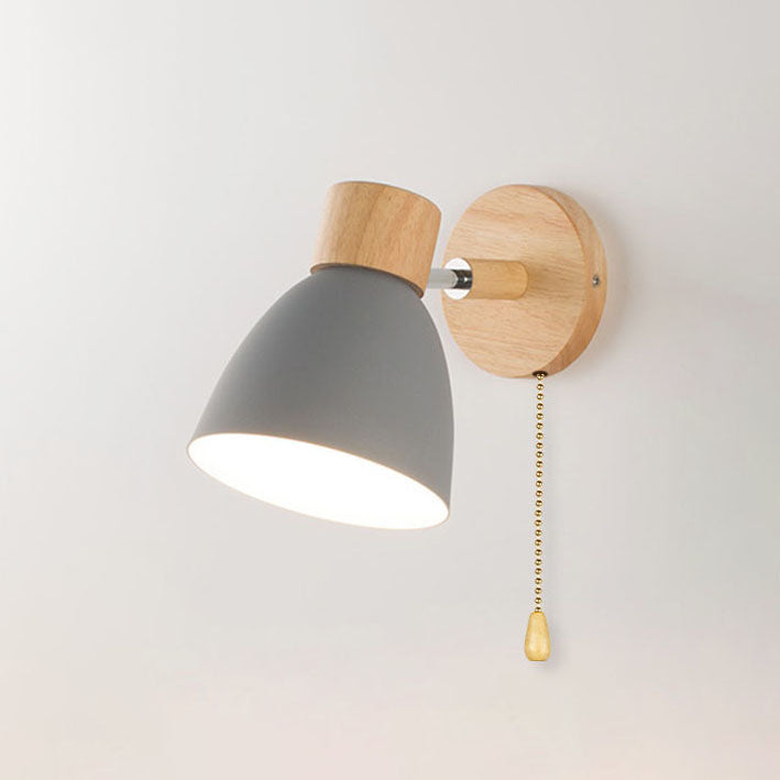 Hardwired Wall Sconce with Iron & Wood Accents – Compact Bedside Reading Fixture, E26 Socket, 40W Max – Modern Lighting for Bedroom, Study & | Thomler