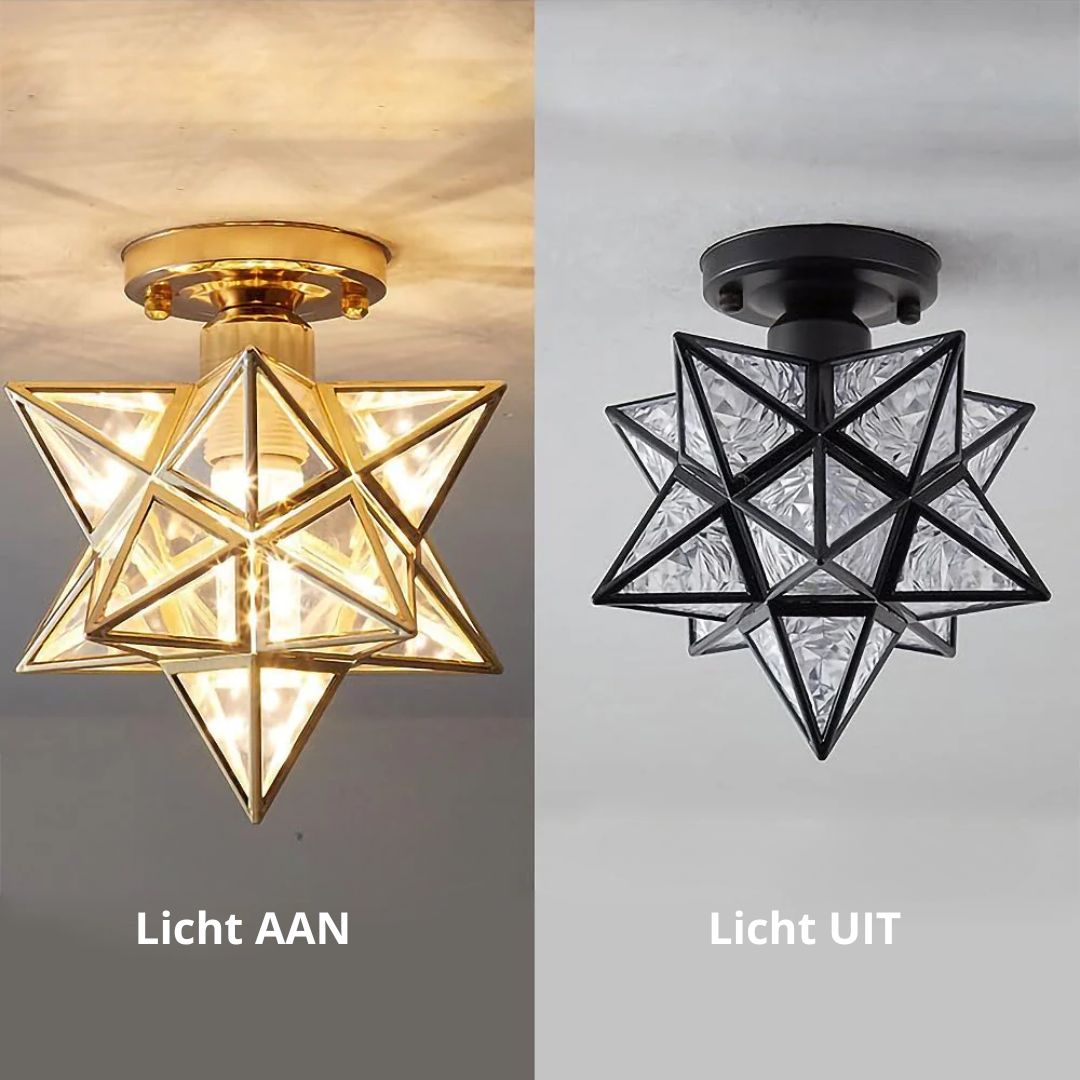 Flush Mount Star Ceiling Light Fixture Gold Metal E27 Socket 8 Inch Diameter Geometric Decor for Bedroom Hallway Entryway | Thomler